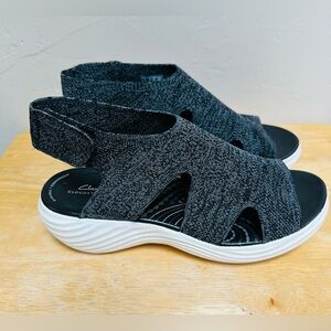 NEW Clarks Sandals Cloudsteppers Marin Sail Knit Wedge Women’s Walking Sandals
